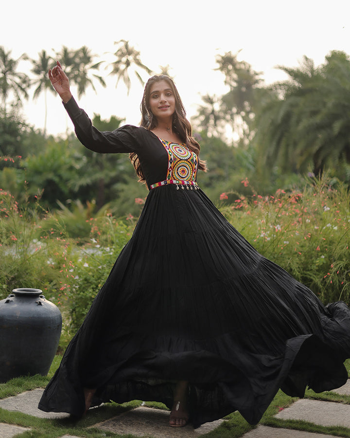 Beautiful Black Color Reyon Anarkali Gown