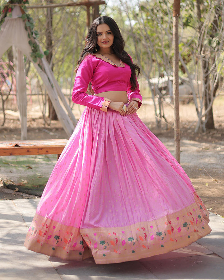 Pink Color Dyable Jacquard Full Stitched Lehenga Choli