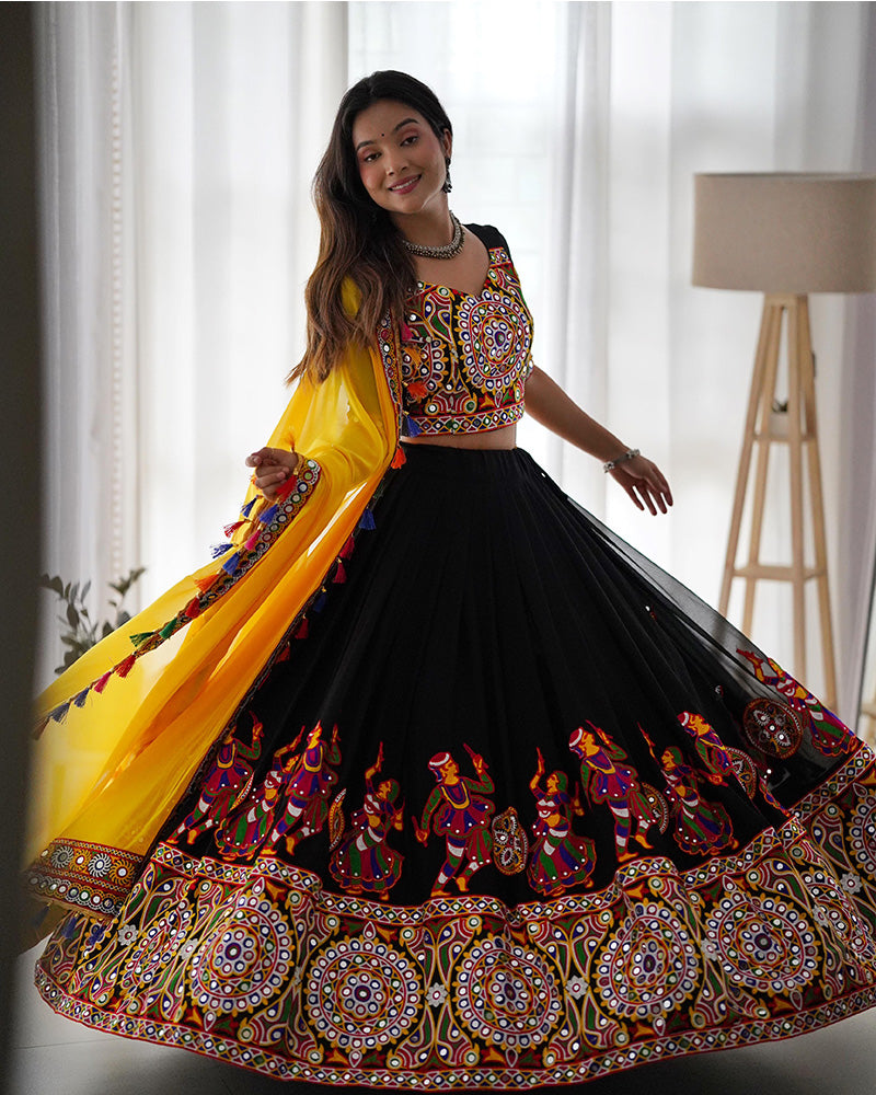 Black Color Georgette Navratri Lehenga Choli