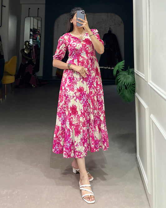 4 Color Printed And Foil Work Rayon Tunic