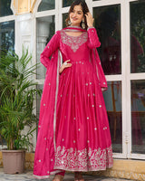 Pink Color American Silk Thred with Sequnce work Gown