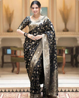 Black Color Banarasi Jacquard With Zari Work Saree