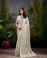 Off White Color Kanjivaram Saree With Zari Work