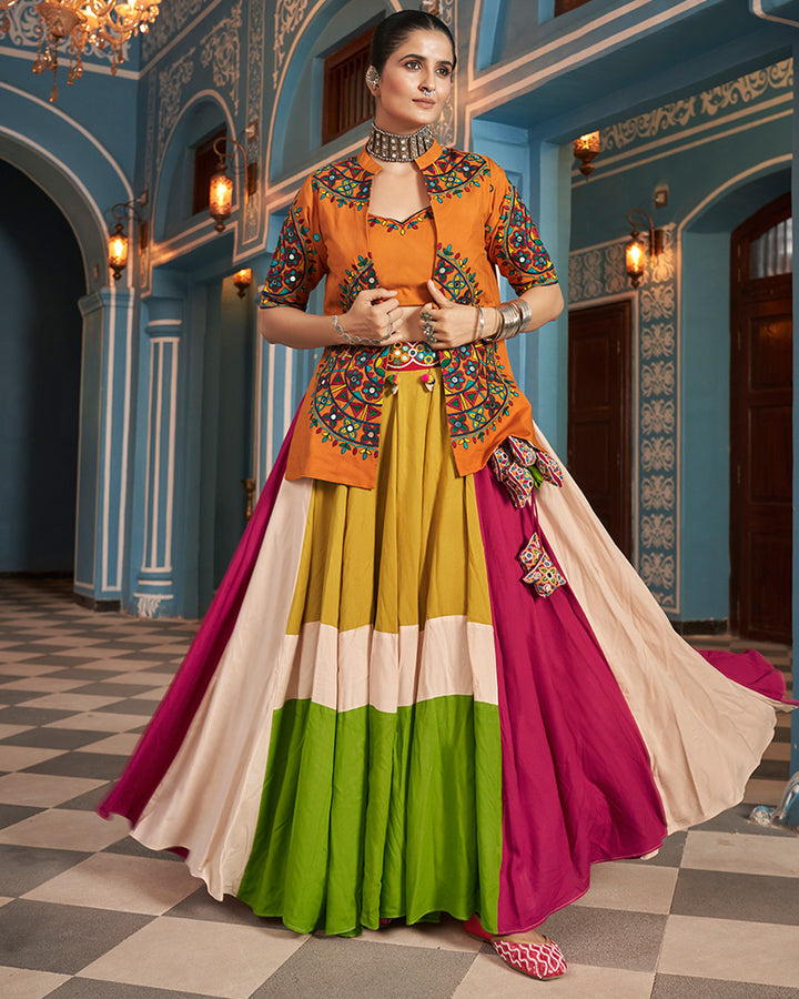 Mustard Color Viscose Rayon Navratri Lehenga Choli