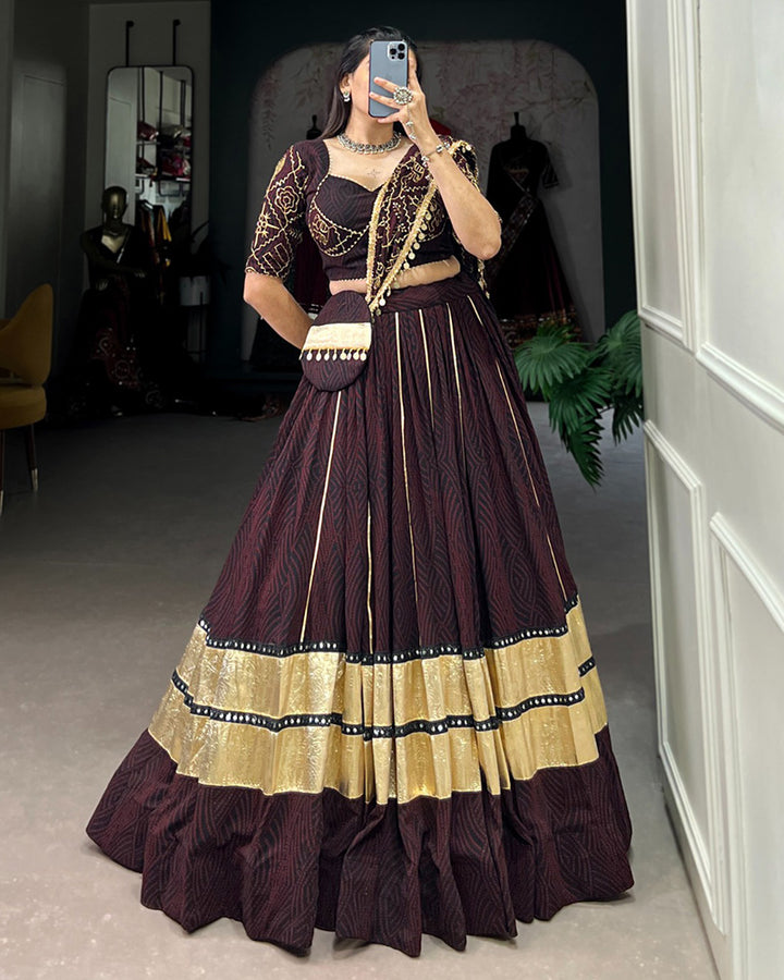 Brown Color Georgette Navratri Lehenga Choli