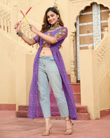 Purple Color Georgette Bandhani Print Navratri Kurti