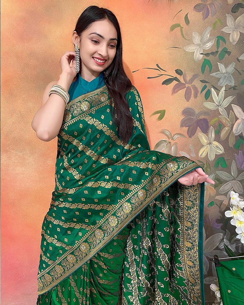 Green Color Viscose Dolla Silk Saree