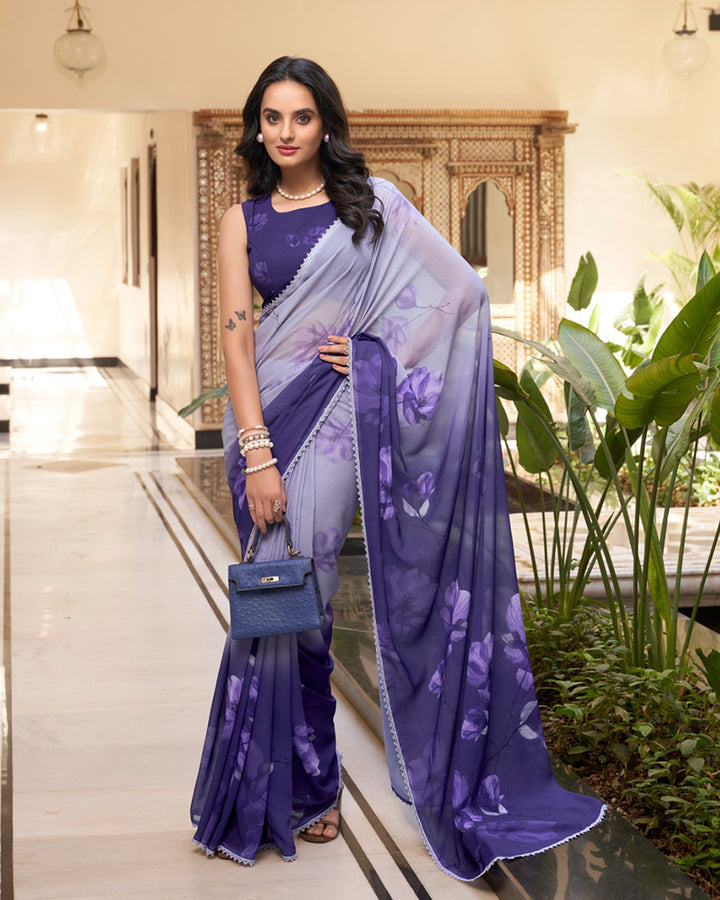 lavender Color Weightless Marble Saree