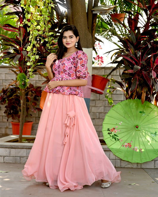 Peach Color Designer Tebby Silk Lehenga Choli
