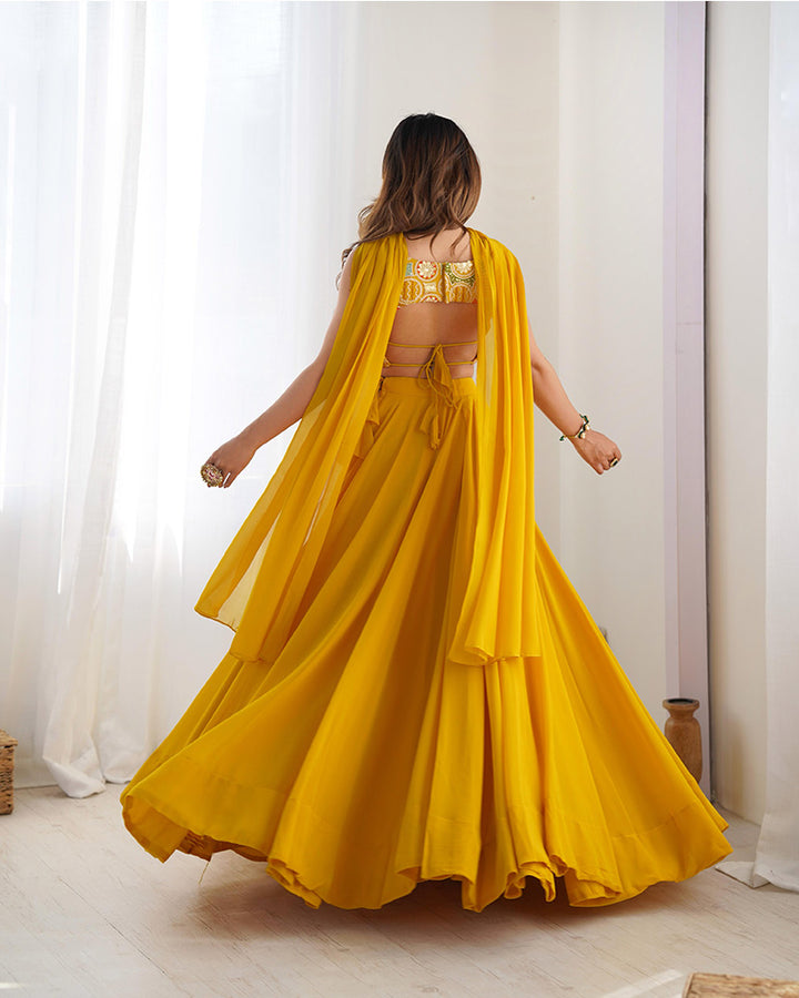 Yellow Color Pure Soft Georgette Lehenga Choli