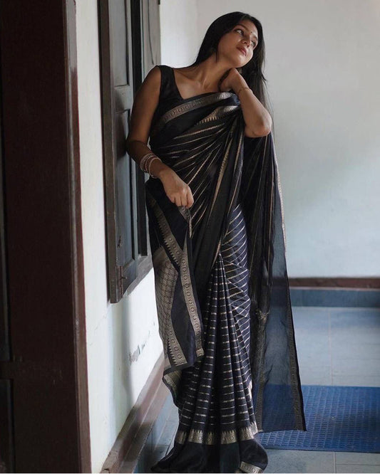 Black Color Soft Silk Saree