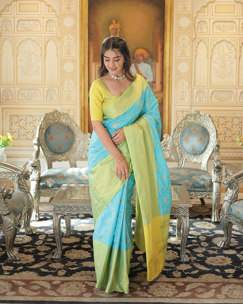 Sky Blue Color Kanjivaram Soft Silk Saree