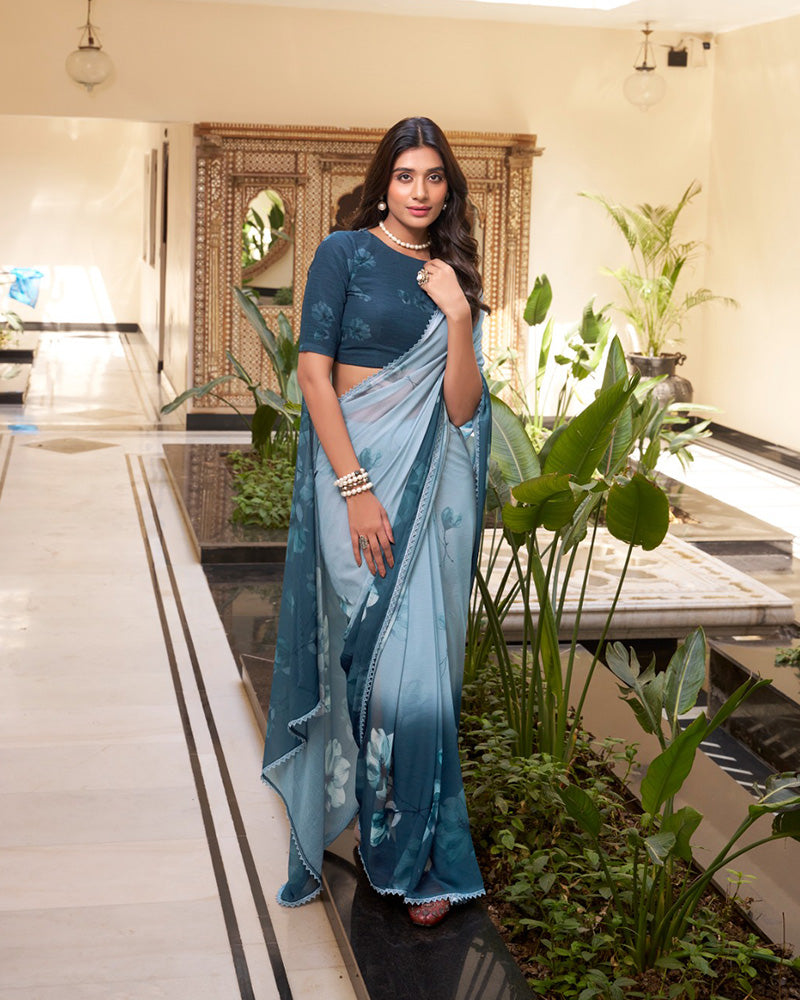 Bottle Green Color Weightless Marble Saree