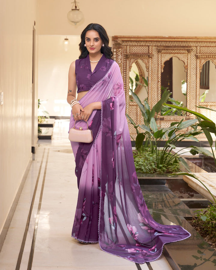 Purple Color Weightless Marble Saree