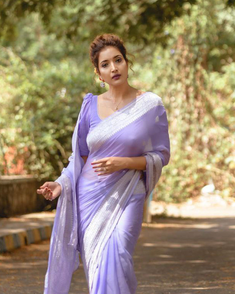 New Design Purple Color Soft Cotton Saree