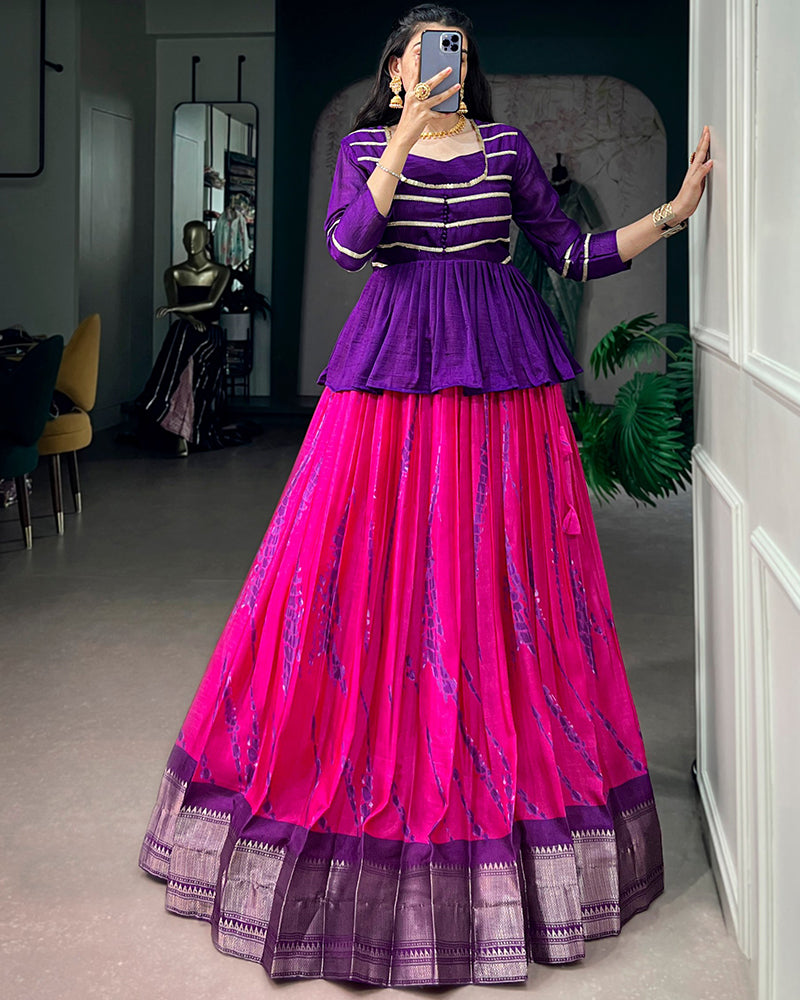 Purple Color Dola Silk Shibori Printed Lehenga Choli