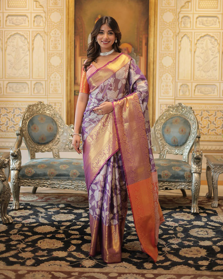 Purple Color Kanjivaram Soft Silk Saree