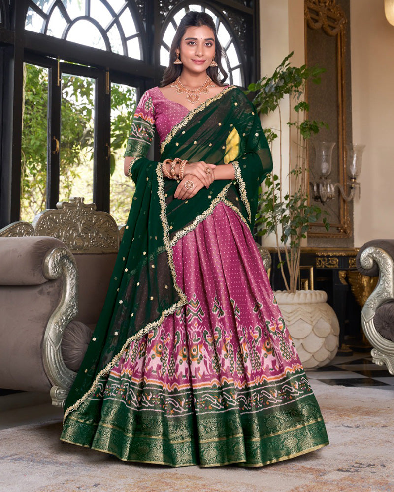 Pink Color Kanchipuram Half Saree
