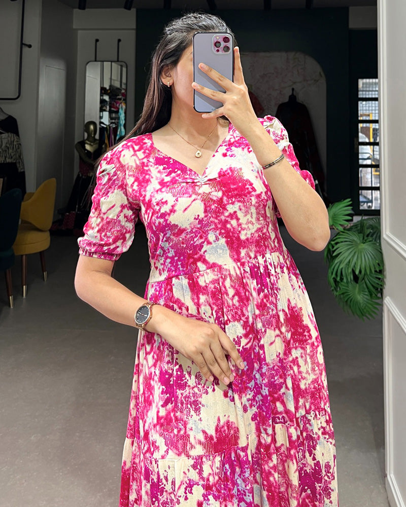 4 Color Printed And Foil Work Rayon Tunic