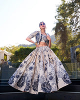 Cream Color Tussar Silk Lehenga Choli With koti