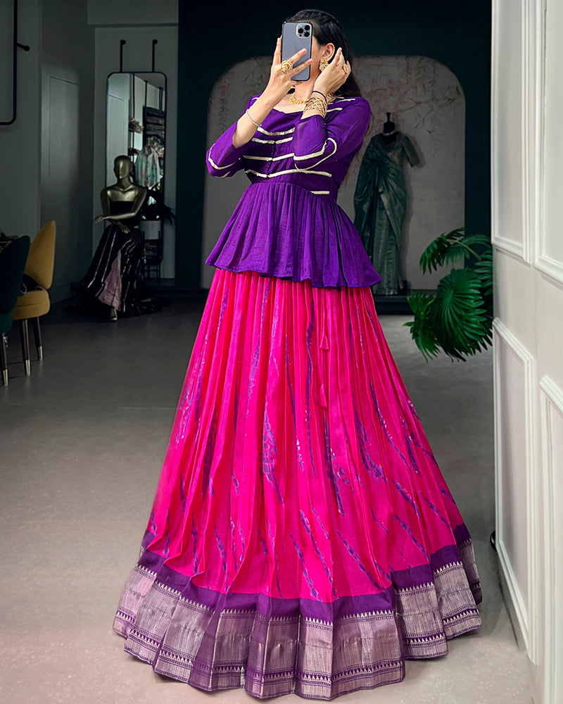 Purple Color Dola Silk Shibori Printed Lehenga Choli