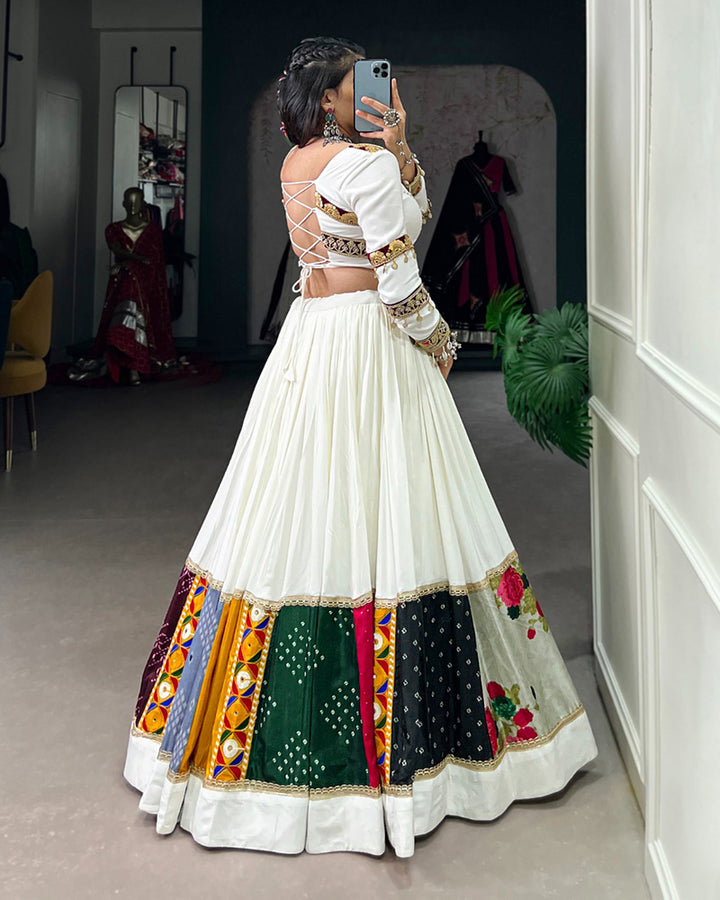 White Color Pure Rayon Navratri Lehenga Choli