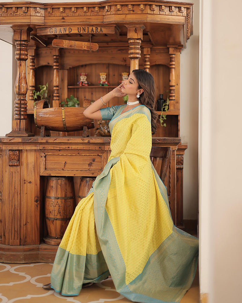 Yellow Color Kanjivaram Soft Silk Saree