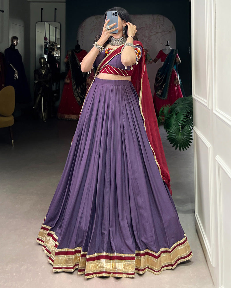 Dusty Mauve Color Rayon Navratri Lehenga Choli
