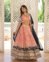 Light-Pink Color Pure Viscose Jacquard Lehenga Choli
