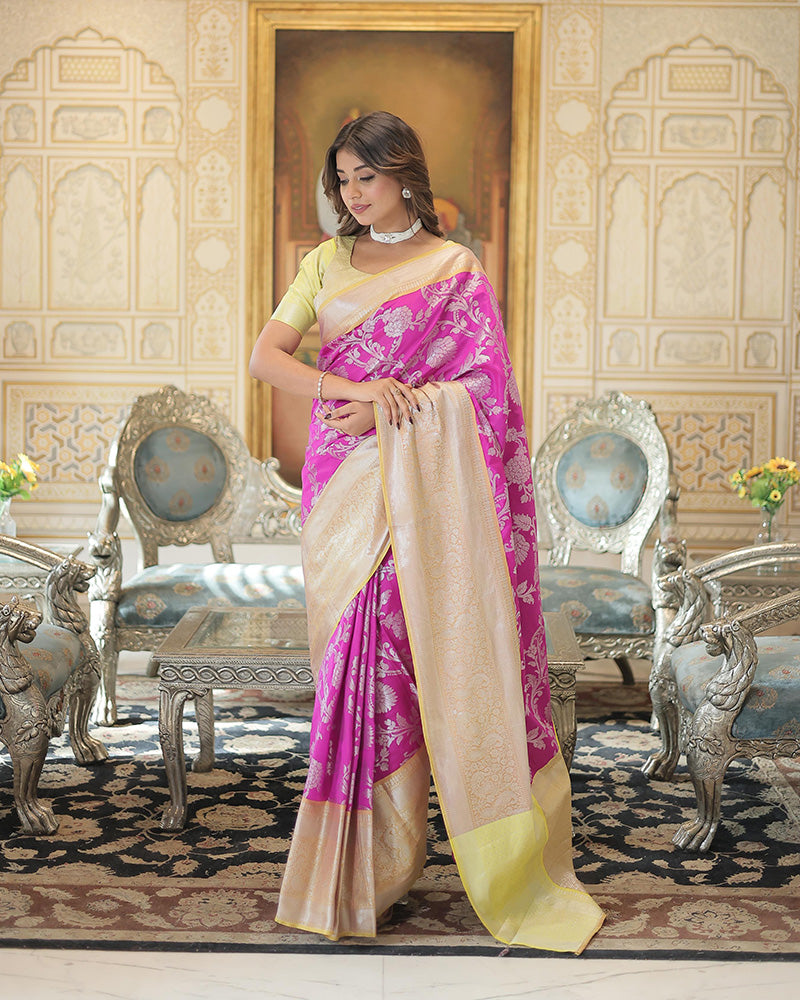 Pink Color Kanjivaram Soft Silk Saree