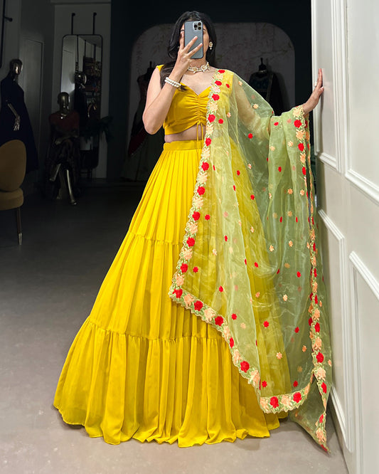 Mustard Color Georgette Lehenga Choli