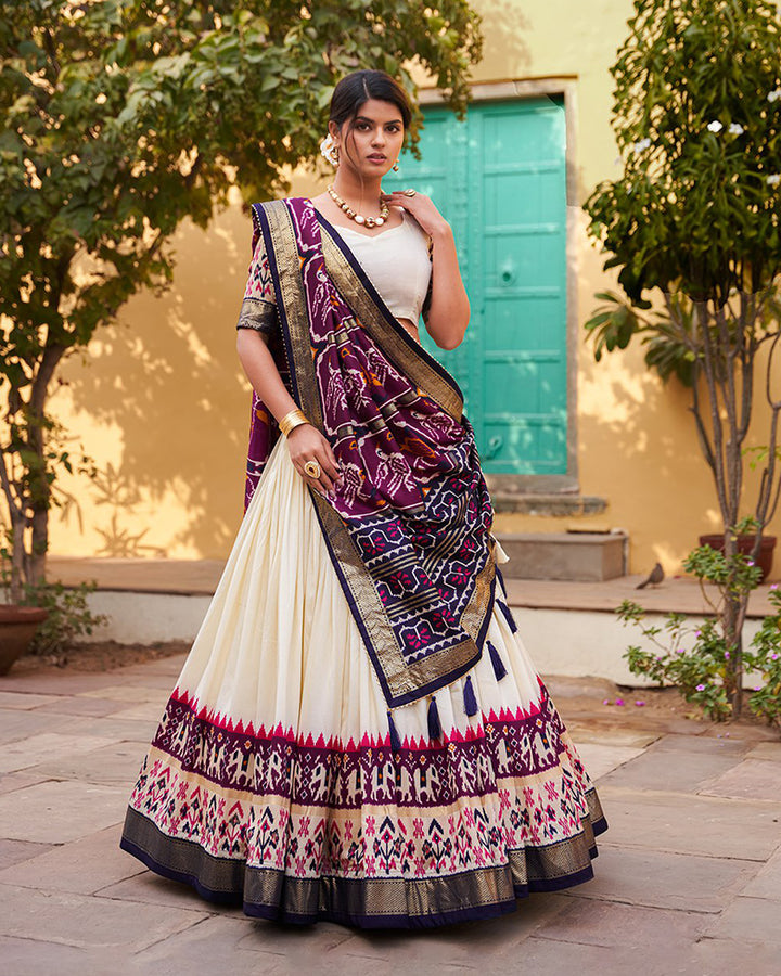 Designer Purple Color Silk Lehenga Choli With Patola Print Dupatta