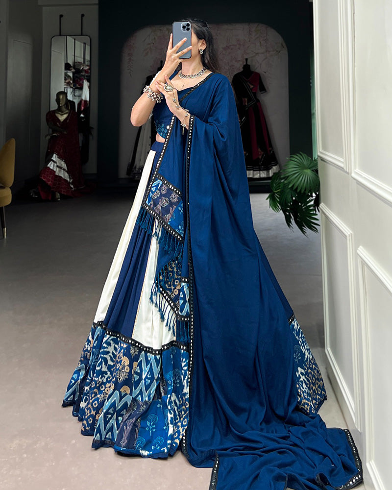 blue and white lehenga dress Royal Blue & White Designer Lehenga Sulbha Fashions
