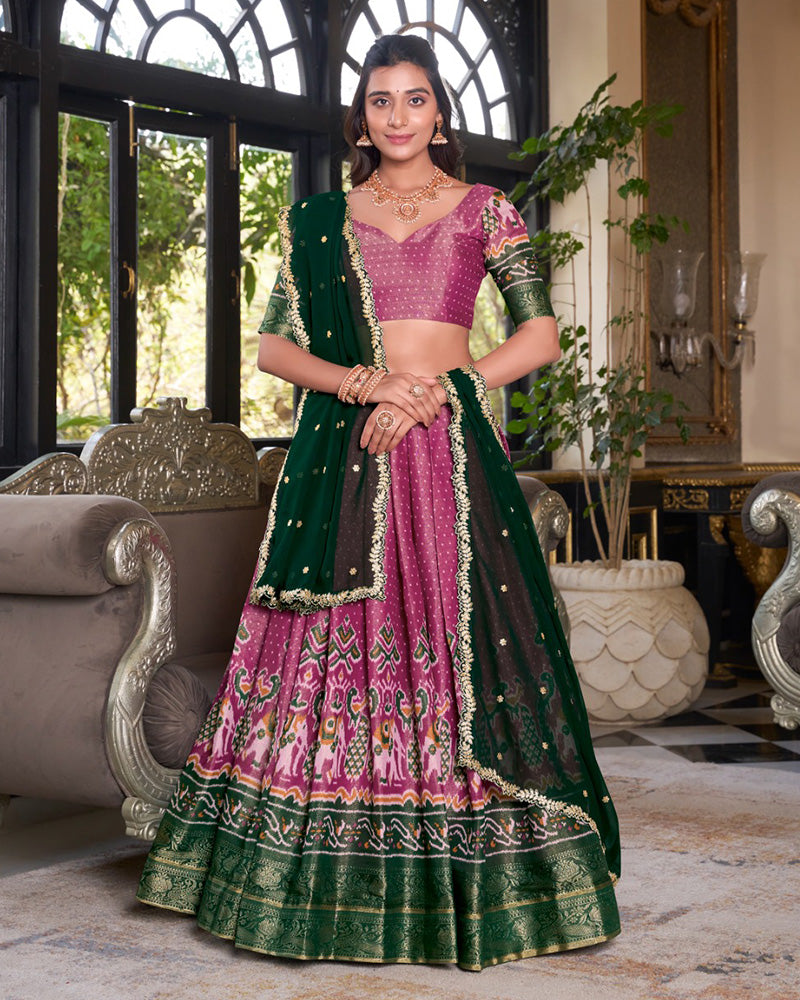 Pink Color Kanchipuram Half Saree