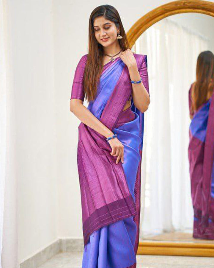 Lavender Soft Banarasi Silk Saree With Exclusive Jacquard Border
