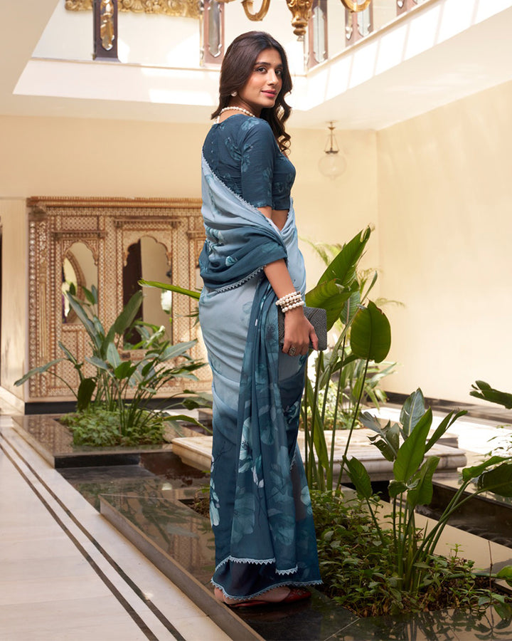 Bottle Green Color Weightless Marble Saree