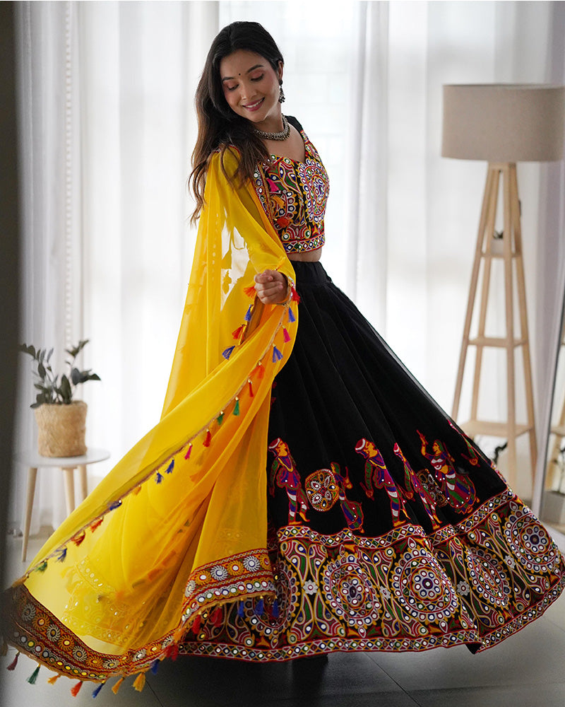 Black Color Georgette Navratri Lehenga Choli