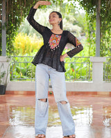 Black Color Georgette Schiffli Work Navratri Kediya