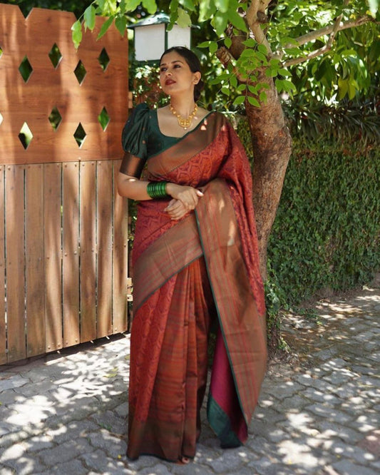 Brown Color Soft Lichi Silk Saree