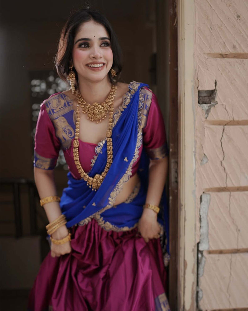 Pratiksha In Pink Color Narayan Pattu Silk Designer Lehenga Choli