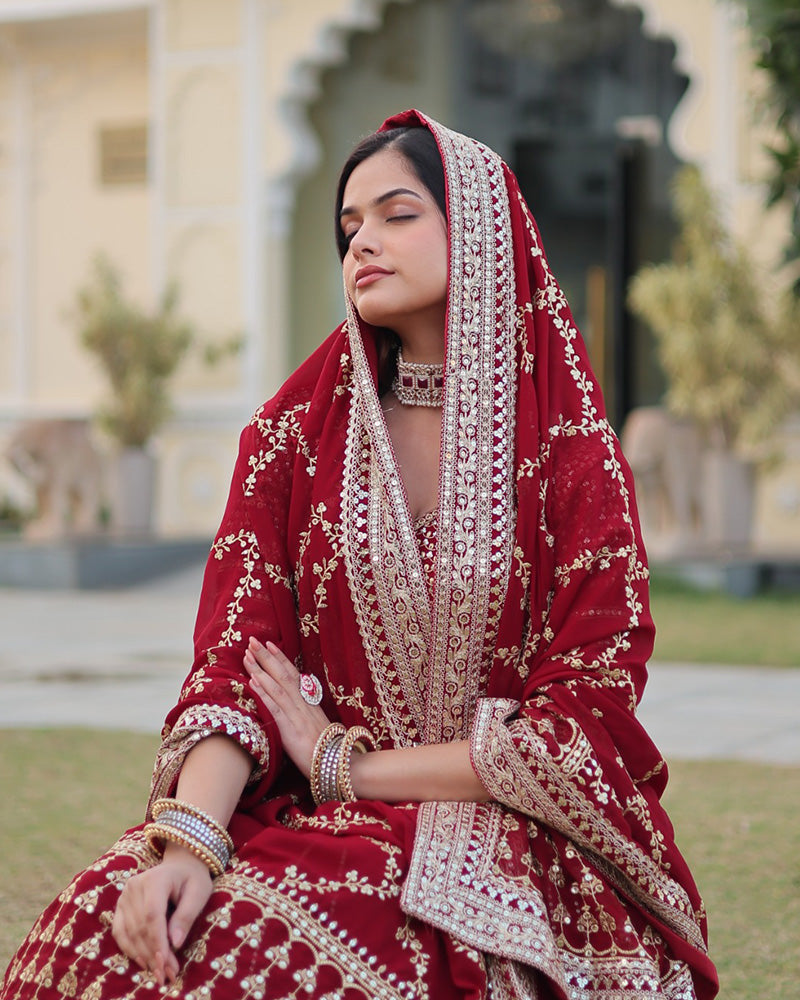 Wedding Wear Maroon Color Designer Blooming Semi stitched Lehenga Choli