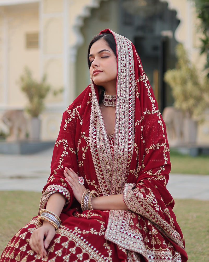 Wedding Wear Maroon Color Designer Blooming Semi stitched Lehenga Choli