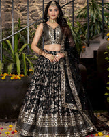 Black Color Dola Silk Jacquard Lehenga Choli