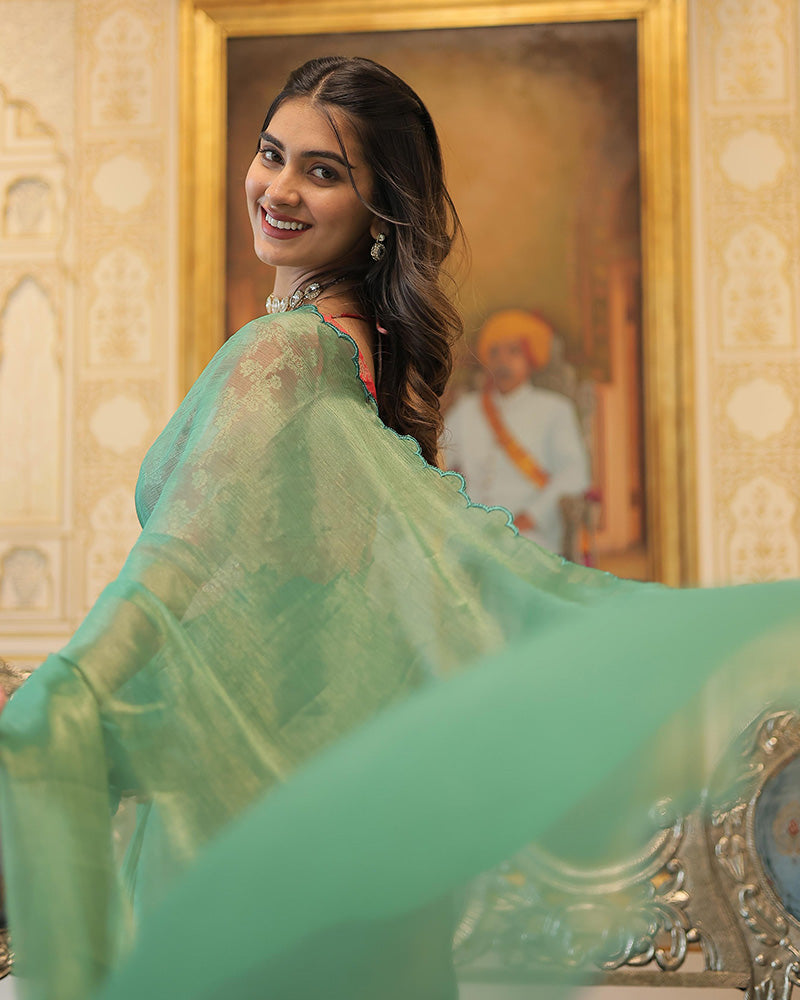 Bottle Green color Gold Coin Saree