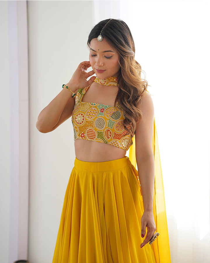 Yellow Color Pure Soft Georgette Lehenga Choli