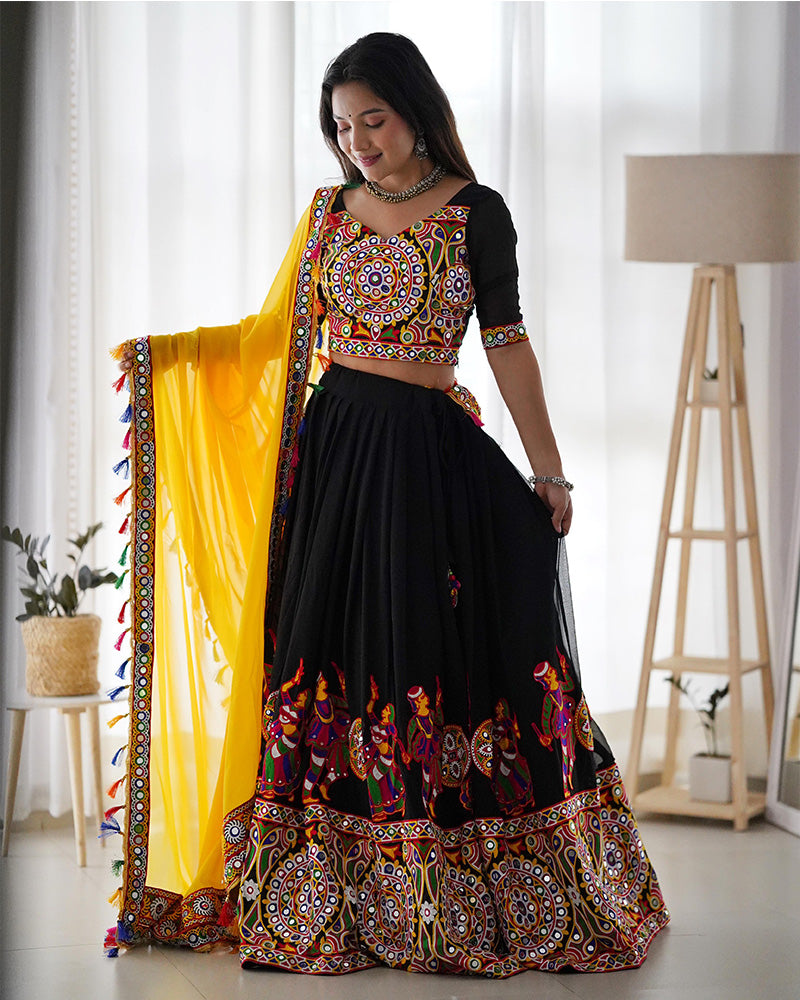 Black Color Georgette Navratri Lehenga Choli
