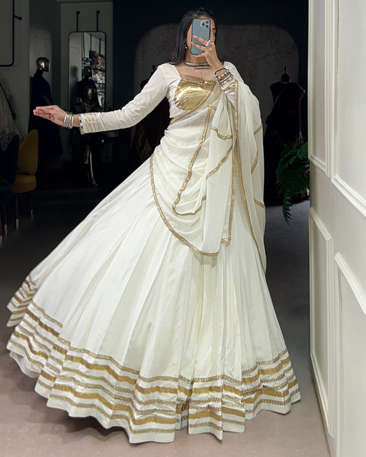 White Color Pure Rayon Navratri Lehenga Choli