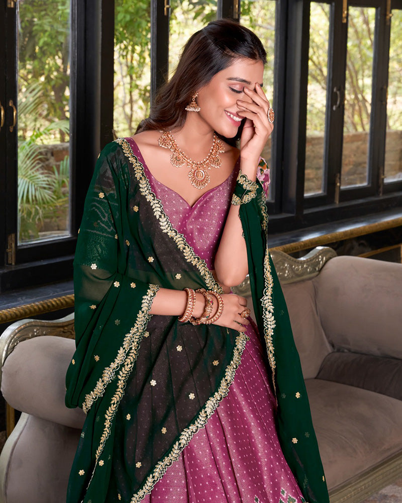 Pink Color Kanchipuram Half Saree