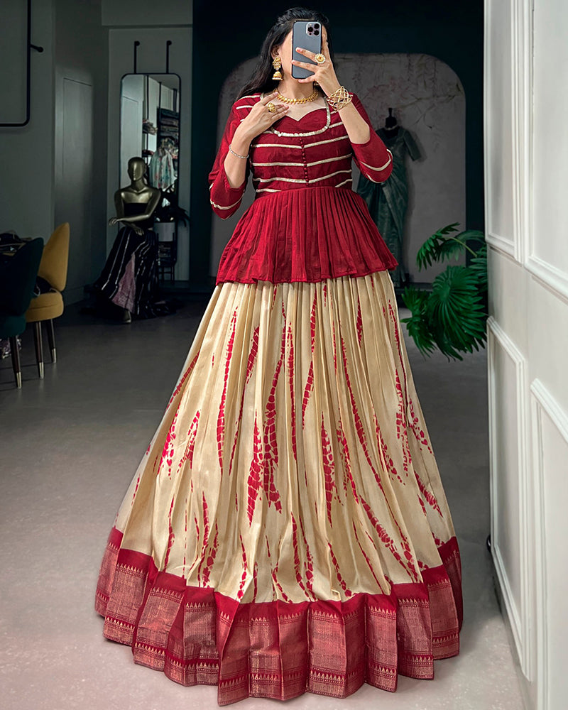 Maroon Color Dola Silk Shibori Printed Lehenga Choli