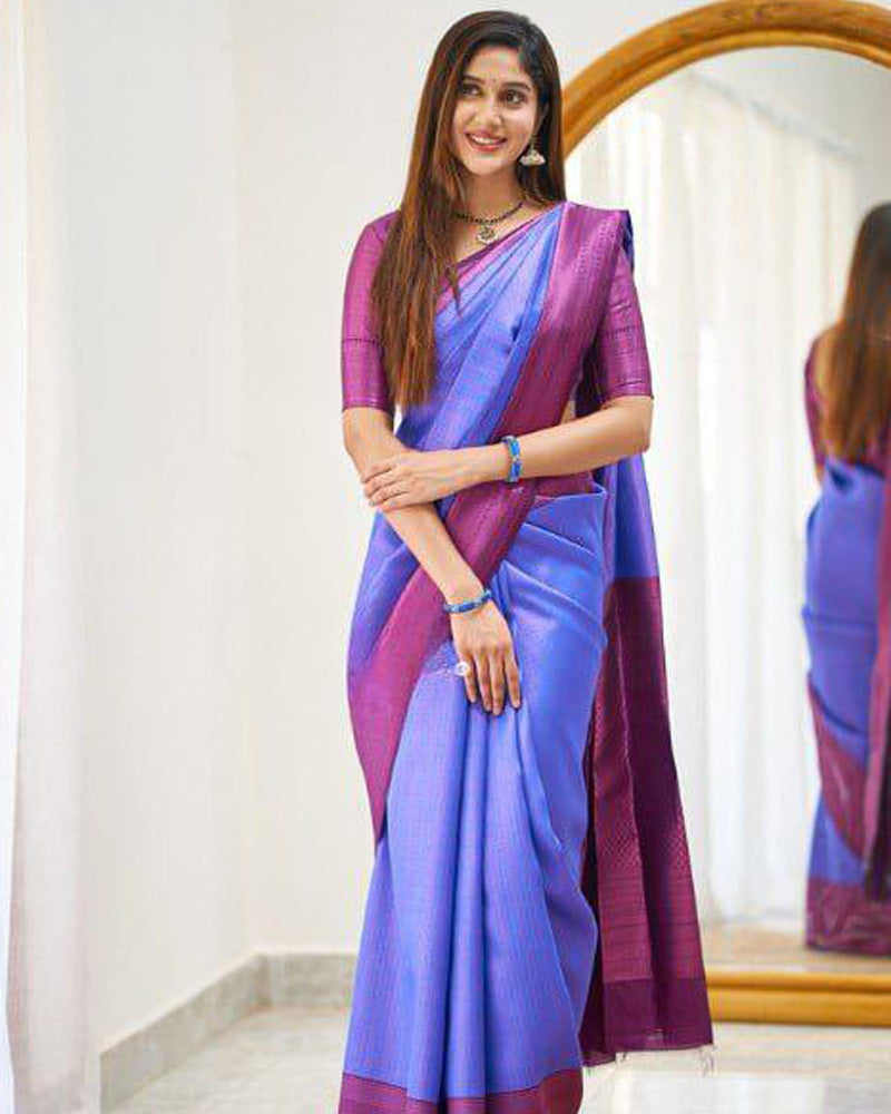 Lavender Soft Banarasi Silk Saree With Exclusive Jacquard Border